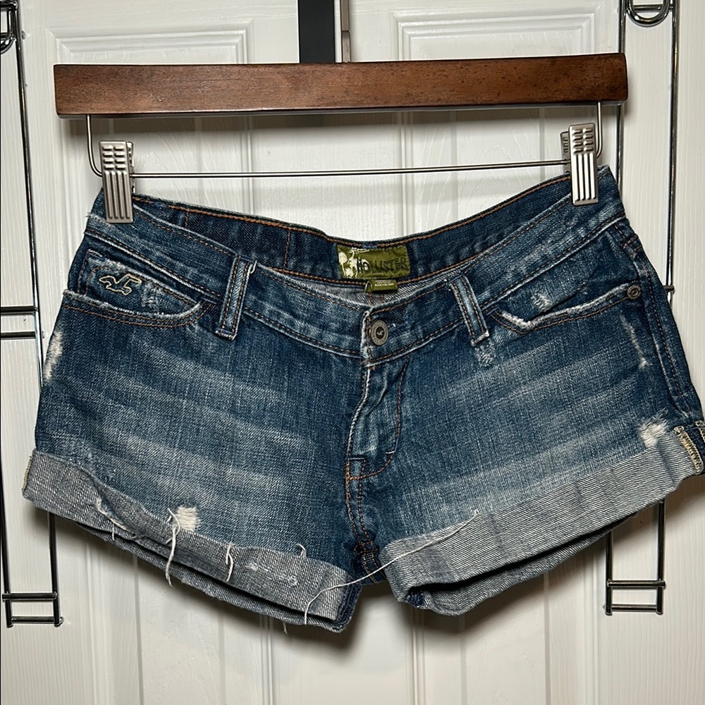 Hollister Women's Distressed Blue Jean Shorts size 1